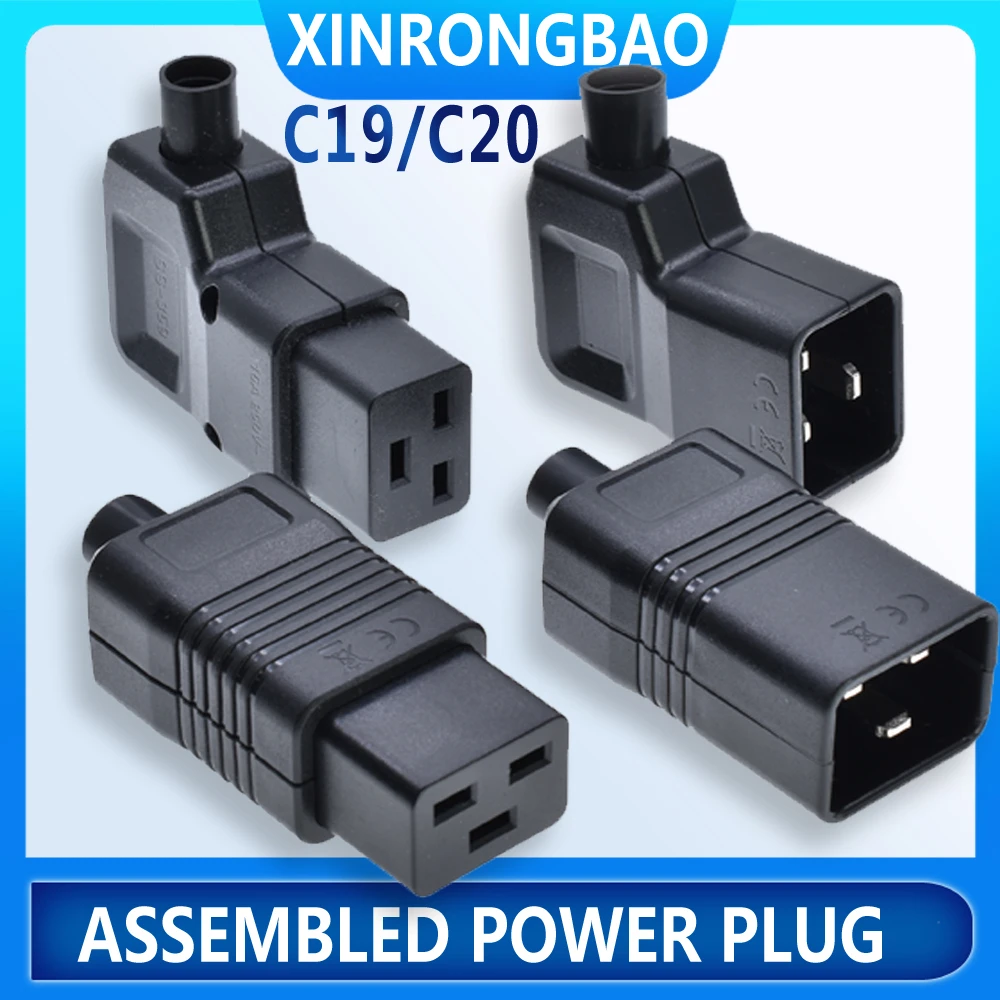 Черный 16 А CE медный IEC320 C19 C20 UPS PDU проводная розетка монтажный соединитель Колено 90