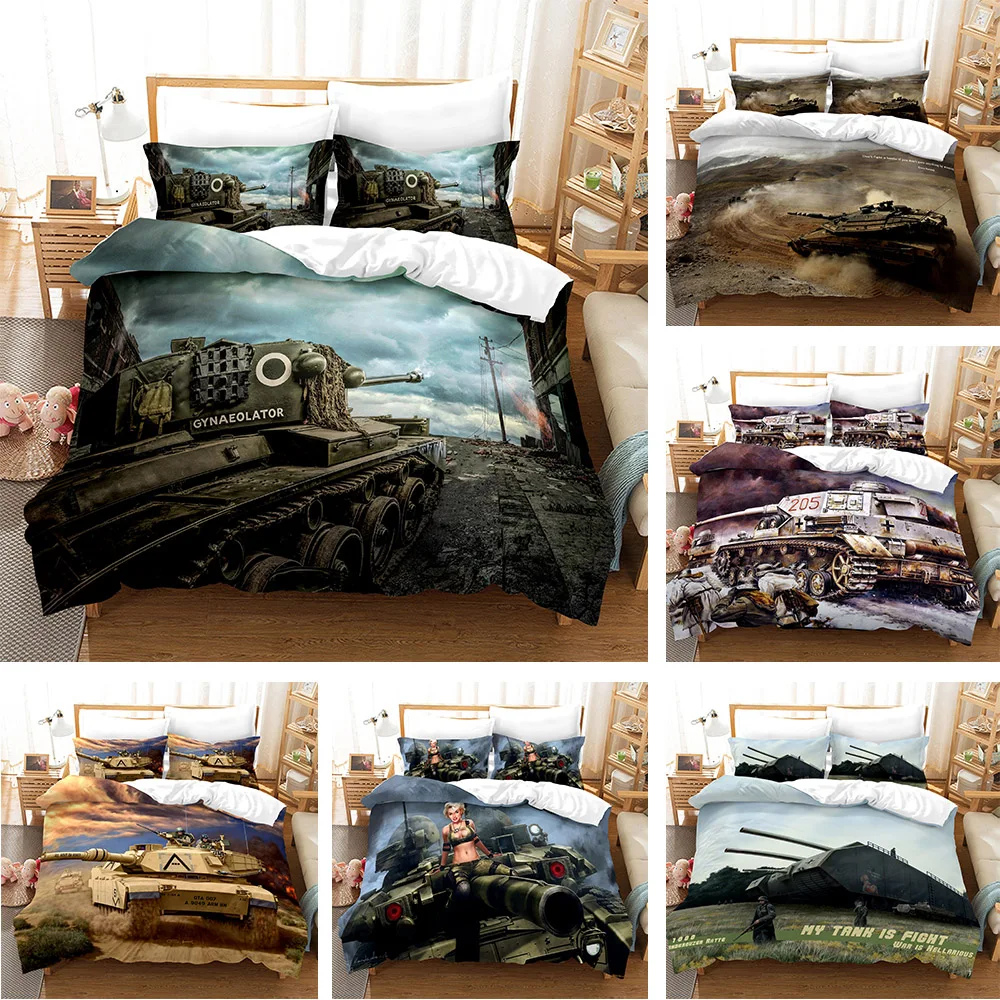 

Tank Panzer Printed Quilt/Duvet/Comforter cover Adult Bedroom 3pcs Polyester Fiber Christmas Gift