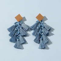 2021 cotton drop earrings for women bohemian style new crystal girl long tassel dangle earrings