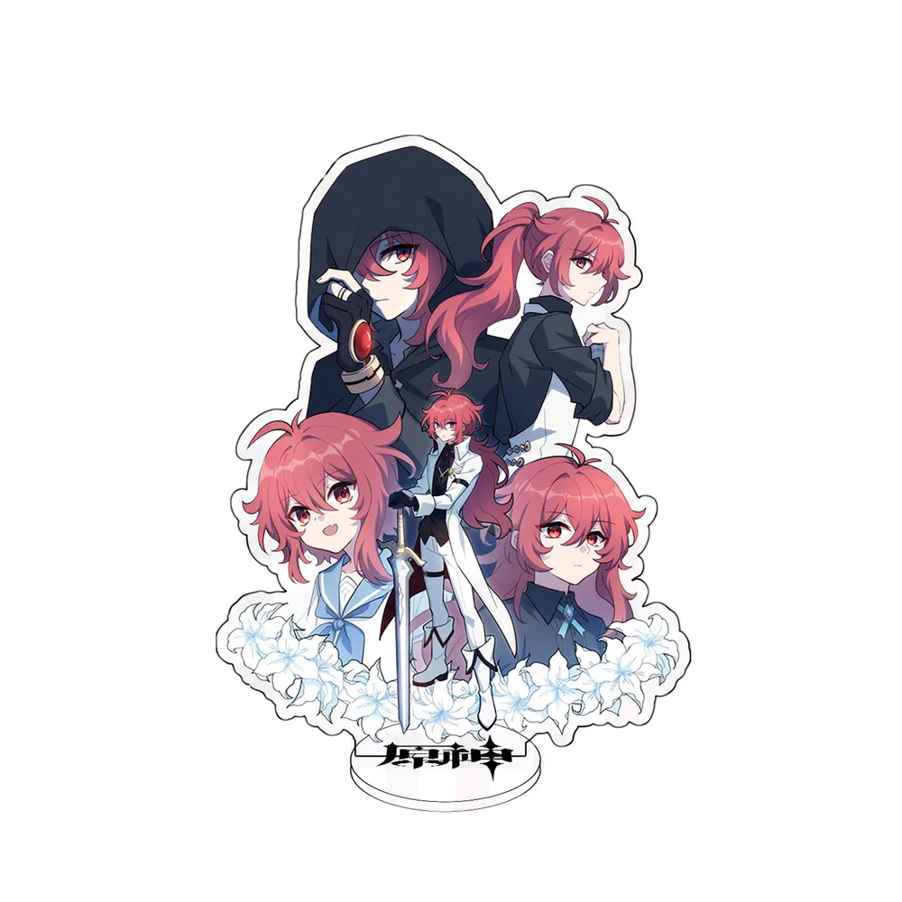 

Anime Figure Genshin Impact Figure Noelle Diluc New Skin Cute Acrylic Stand Model Plate Desk Decor Standing for Friend Gifts