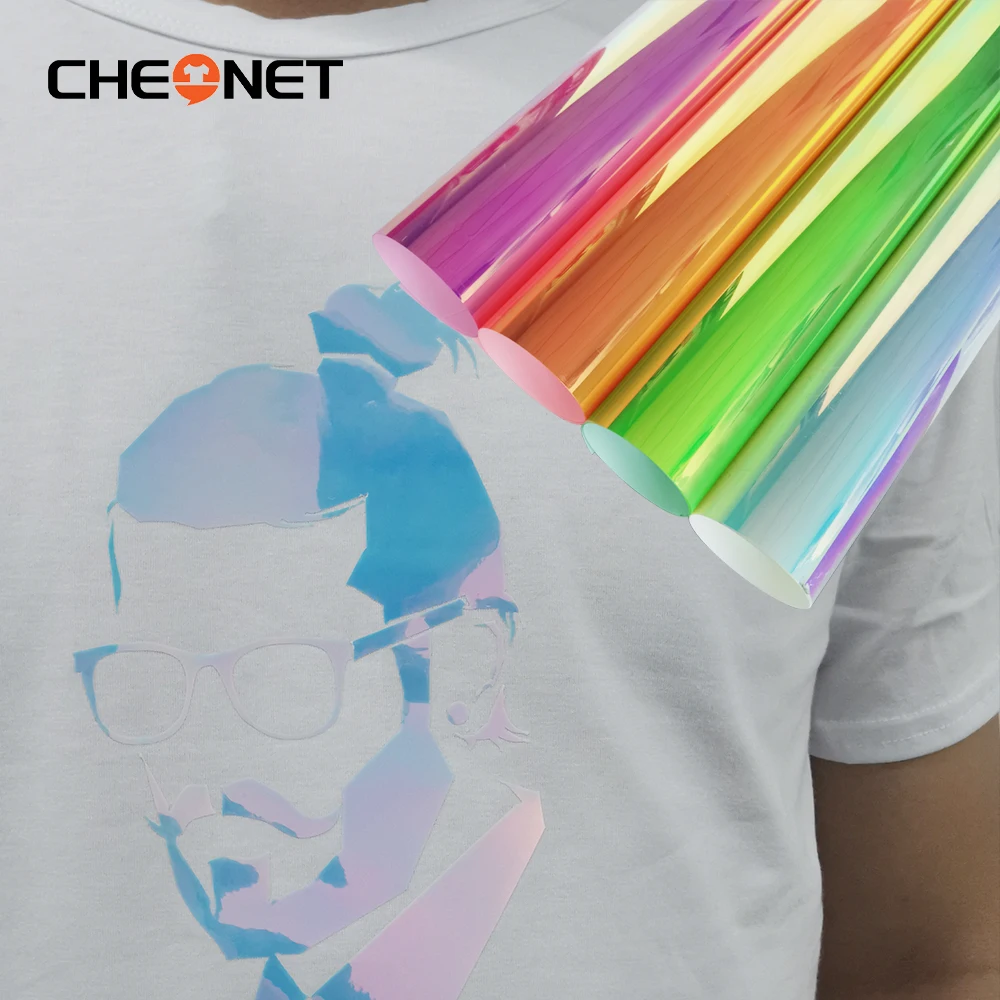 

Free shipping 1 sheet Chameleon laser Heat Transfer Vinyl DIY Custom T-Shirt Iron On HTV