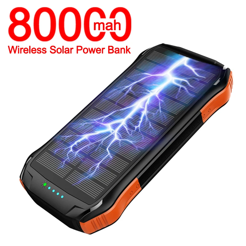 80000mAh солнечный банк силы Быстрая зарядка Powerbank 18W Type C повербанк для Samsung PD iPhone 11