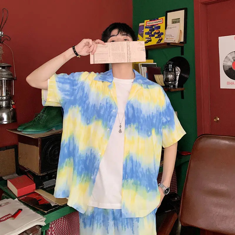 EWQ/мужская одежда tide tie-dye набор из двух предметов с принтом 2020 летняя новая