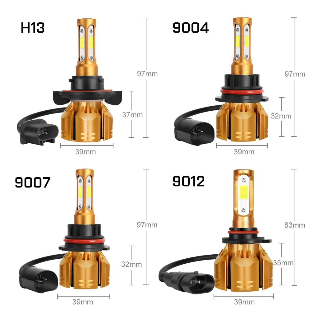 2 шт. светодиодный фар автомобиля H13 9004 HB1 9007 HB5 9012 HB2 H1 H3 H4 светодиодный H7 H11 HB3 9005 HB4 9006 светодиодный лампы авто фары 12V 50W