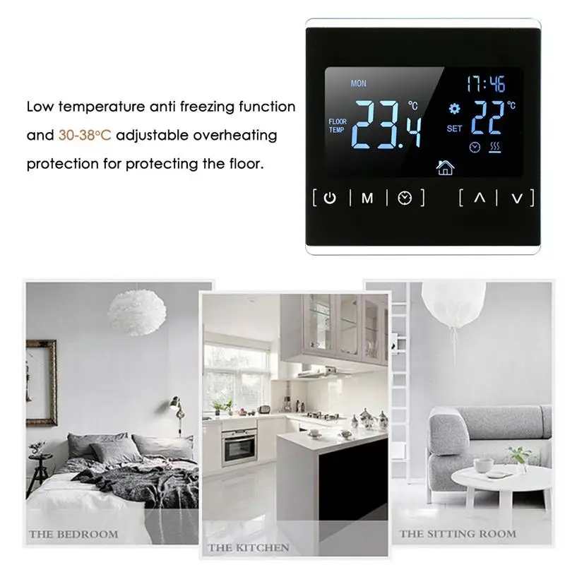 

AC85-240V LCD Touch Screen Temperature Controller Back Light Smart Electric Floor Heating Thermostat for Home Bedroom
