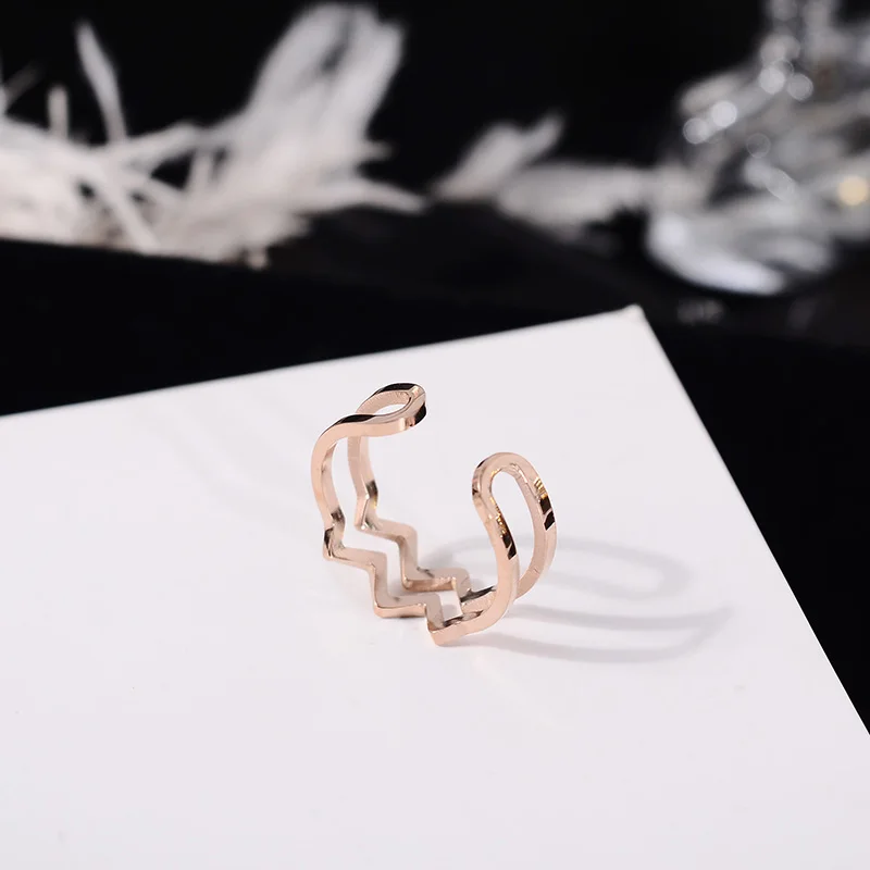 Ювелирные изделия из титановой стали YUN RUO 316L волнистое Открытое кольцо мозаика