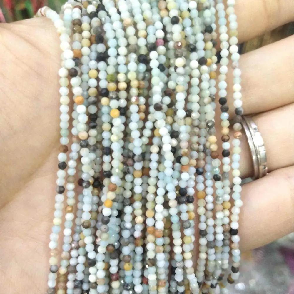 Colorful Amazon Граненые 2 мм бусины из натурального камня розовый кристалл кварца лазурит Агаты драгоценные камни бусины для самостоятельного изготовления ювелирных изделий браслет ожерелье - Цвет: Colorful Amazon