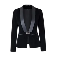 New style suits womens blazers jacket European American slim fit button velvet clothes пальто женское осень костюм black blue