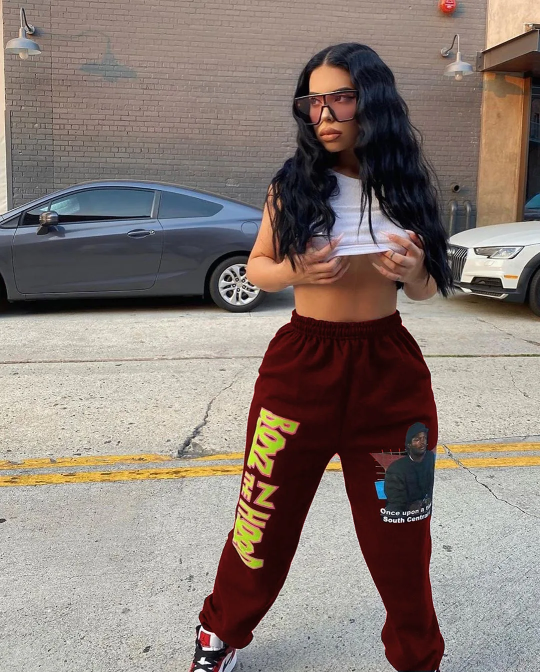 

61CY8009 Autumn Winter Women Casual Fashion Streetwear Home Letter Cartoon Loose Sports Pants Joggers Hot