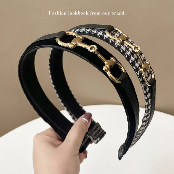 

Black headband simple chidori pattern metal buckle thin headbands hair accessories female pressure hairbands