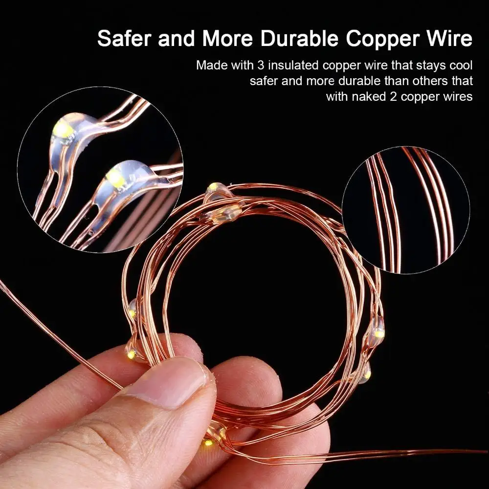 

led Strip 2m 5m 10m String Lights Cooper Wire LED Fairy Lights Christmas Wedding Decoration Lights Garden Battery Operated
