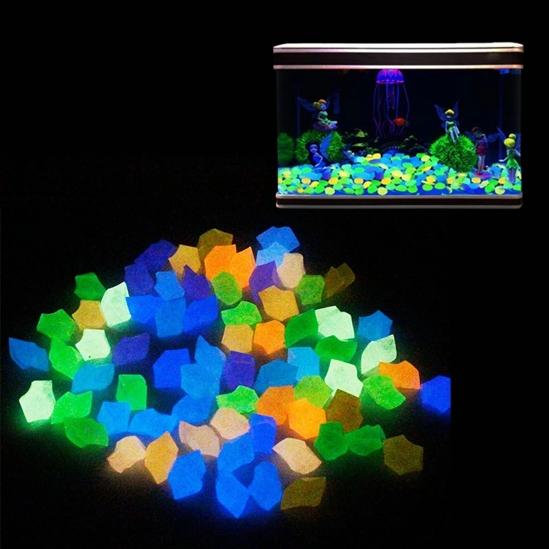 

300pcs Fish Tank Decorative Aquarium Ornaments Stones Glow In The Dark Luminous Pebbles Stones For Home Garden Ornament
