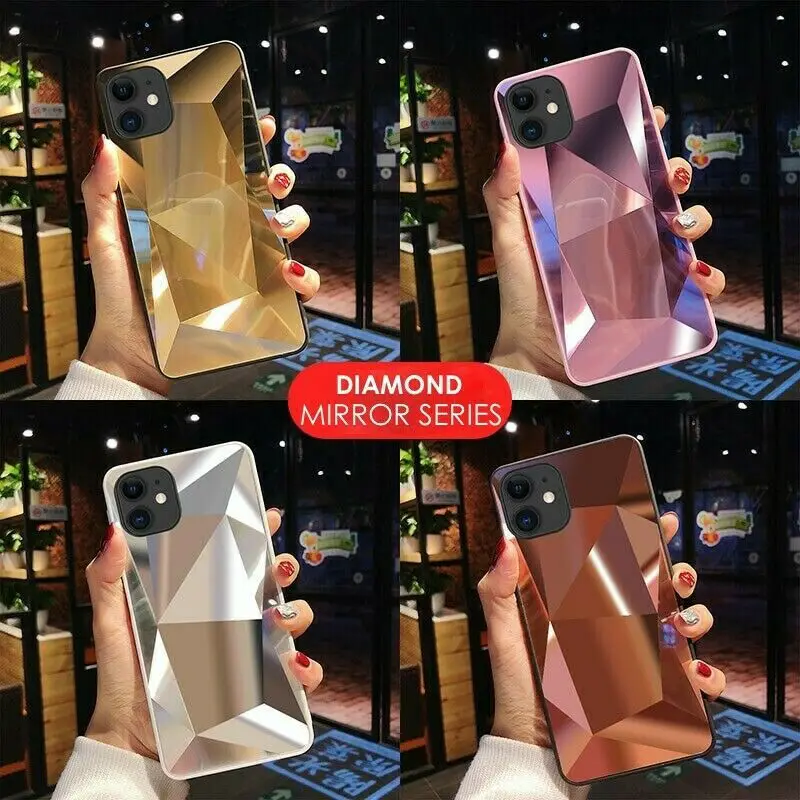 Алмазный 3D Блестящий зеркальный чехол для iPhone 11 Pro X XR XS Max силиконовый телефона 6 6S