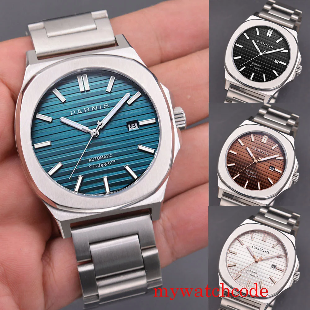 

Parnis 44mm Square Blue Dial Sapphire Glass 21 Jewels MIYOTA Mechanical Automatic Fashion Men Watch Auto Date
