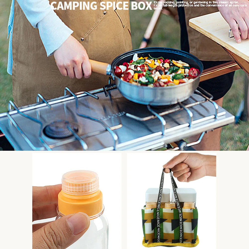 

Newl Outdoor Seasoning Bottles Set 7pcs/set Seasoning Jar Pouch Condiments Bottles Organizer for Camping Barbecue Picnic