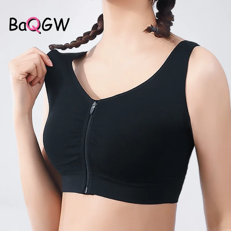 

BaQGW летнее платье без рукавов спортивный бюстгальтер, чашечки расположены рядом, одноцветное, с молнией спереди; Пуш-ап жилет для йоги стрей...