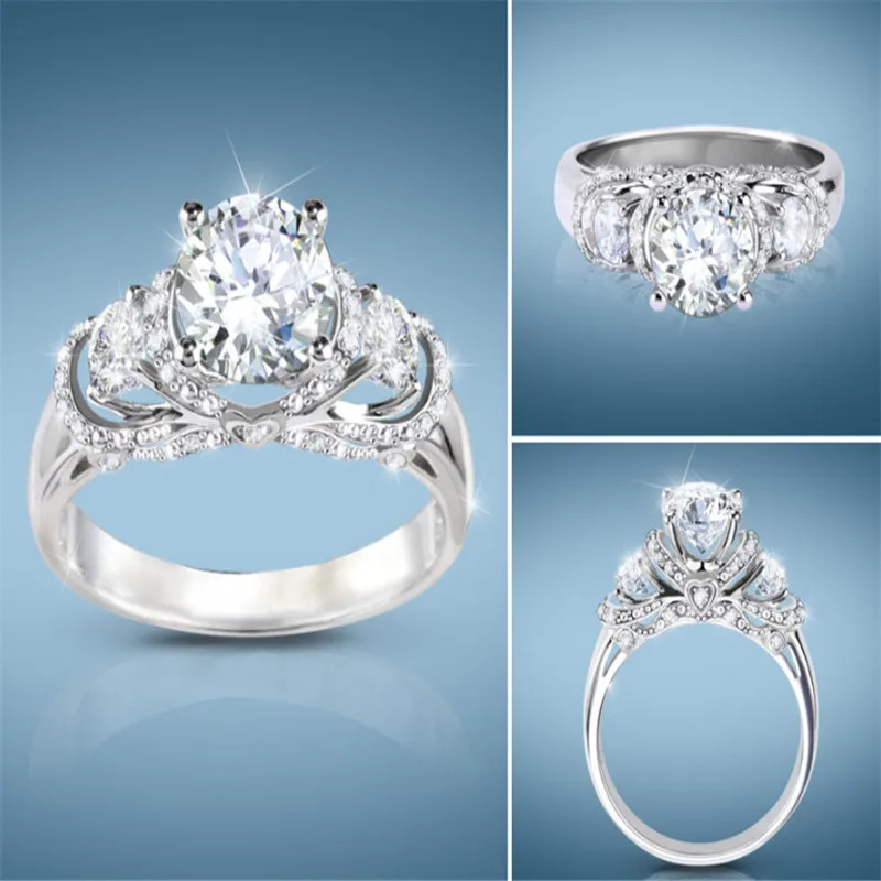 

New Fashion Jewelry Simple One Two Small White Zircon Women Ring Engagement Wedding Anniversary Gift