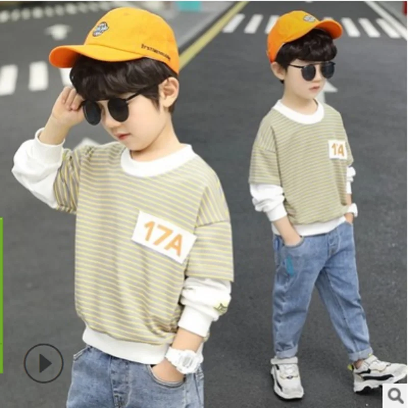 

Children's Hoody Boys T-shirt 2021 New Spring and Autumn Kids Long Sleeve Fashion Leisure Hoodies Letter 10 Color Size4-14 ly111