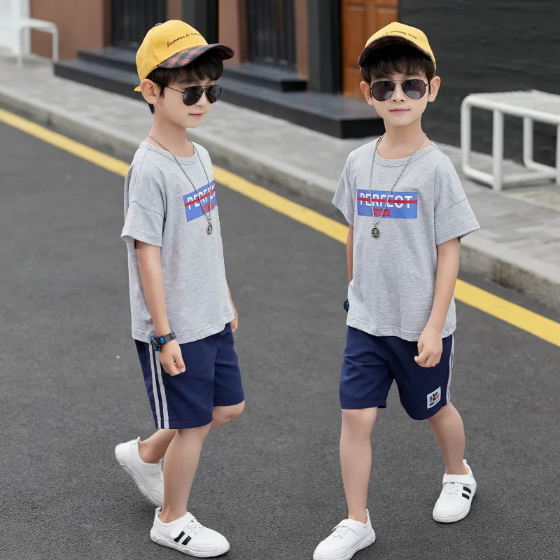 Hot Sale Spring Summer Kids Clothes Suit Baby Boys T-Shirt+ Shorts 2pcs/Set Kids Teenage Top Sport Children's Day Gift Formal