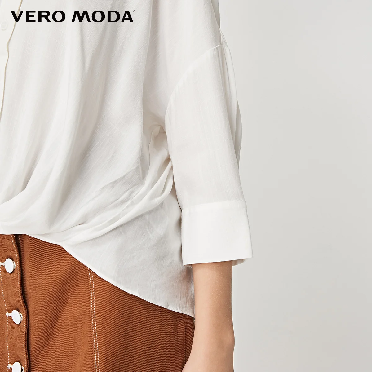 Женская блузка с отворотом и левым плечом Vero Moda | 319158511|Блузки|