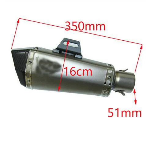 51 мм уличная мотоциклетная выхлопная труба из углеродного волокна для мотора Z800