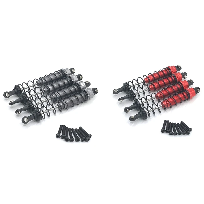 

2 Set Metal Oil Filled Front Rear Shock Absorber Damper,Titanium & Red