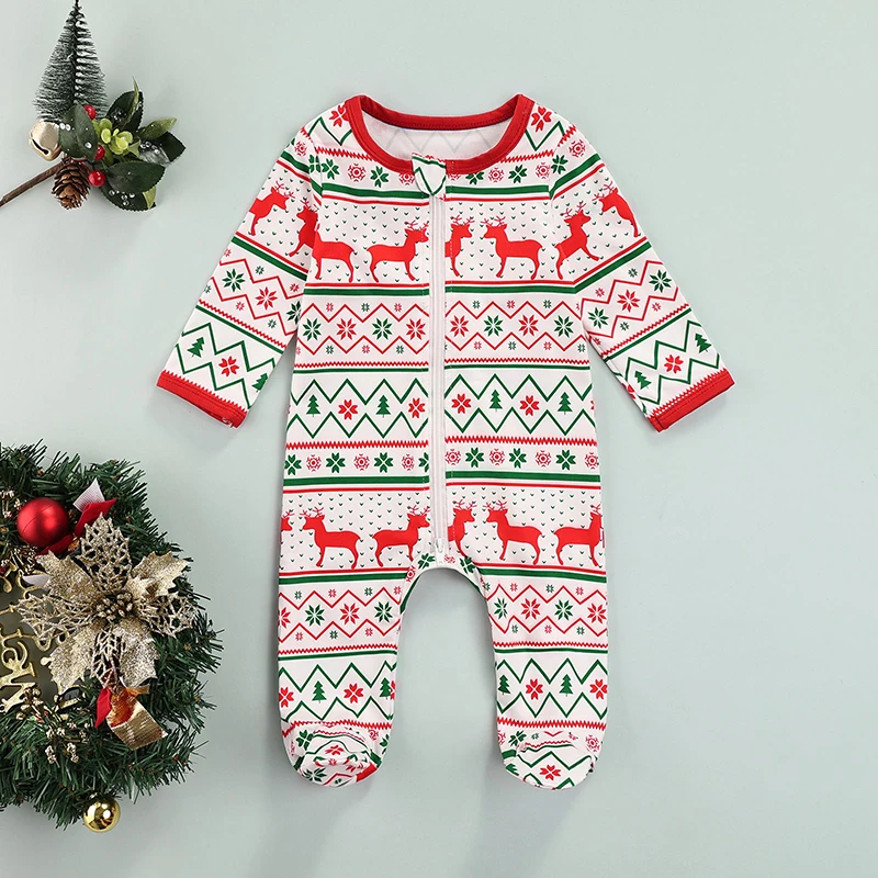 

Christmas Newborn Baby Foot-wrapped Jumpsuit Cartoon Pattern Footies Warmer Clothing for Toddler Girls Boys 0-9Months