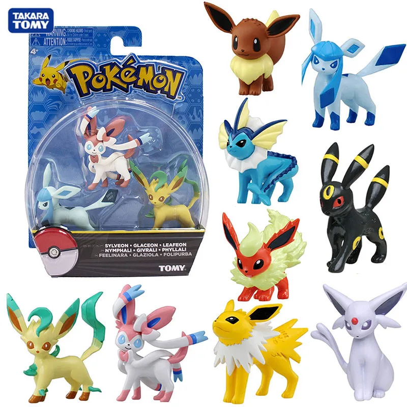 Takara Tomy Vaporeon Jolteon Flareon зеркаon Umbreon Leafeon Ice Eeveelution аниме Покемоны фигурки куклы