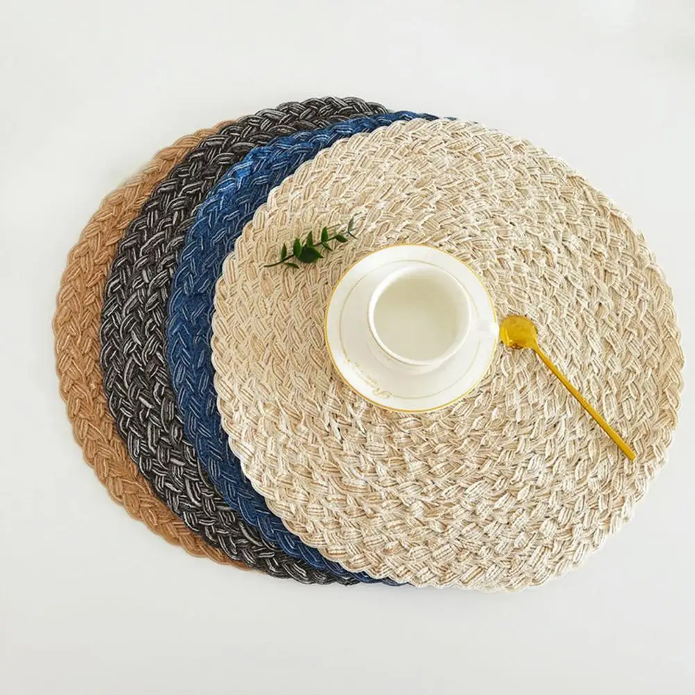 

Foldable Practical Woven Dinner Bowls Coasters Reusable Table Mat Decorative for Bowl