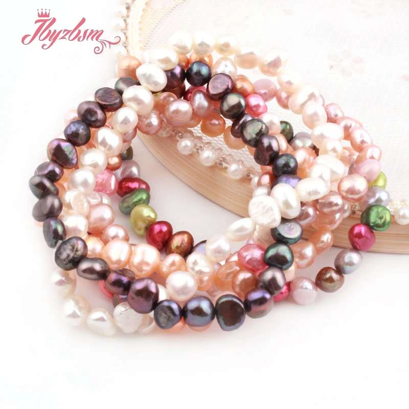 Женский браслет с пресноводным жемчугом ручной работы белого фиолетового