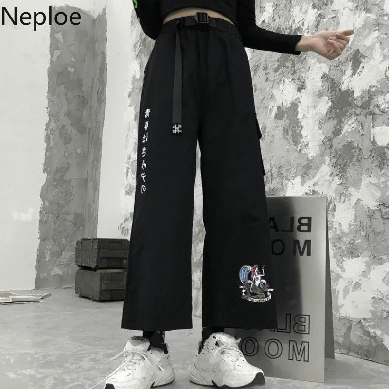 Neploe японские штаны широкие брюки карго с мультяшным принтом Harajuku и 2021 уличная