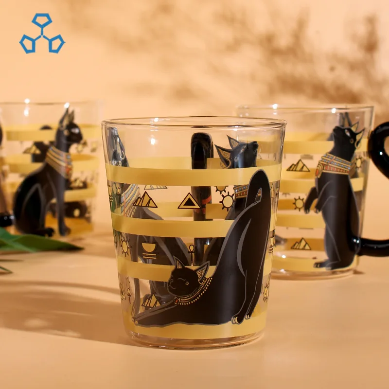 Классическая Креативный Дизайн hand made Черный кот Тотем стеклянный стакан для воды