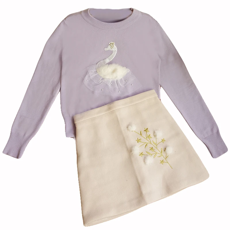 Женский трикотажный комплект из 2 предметов свитер и юбка бюст| |