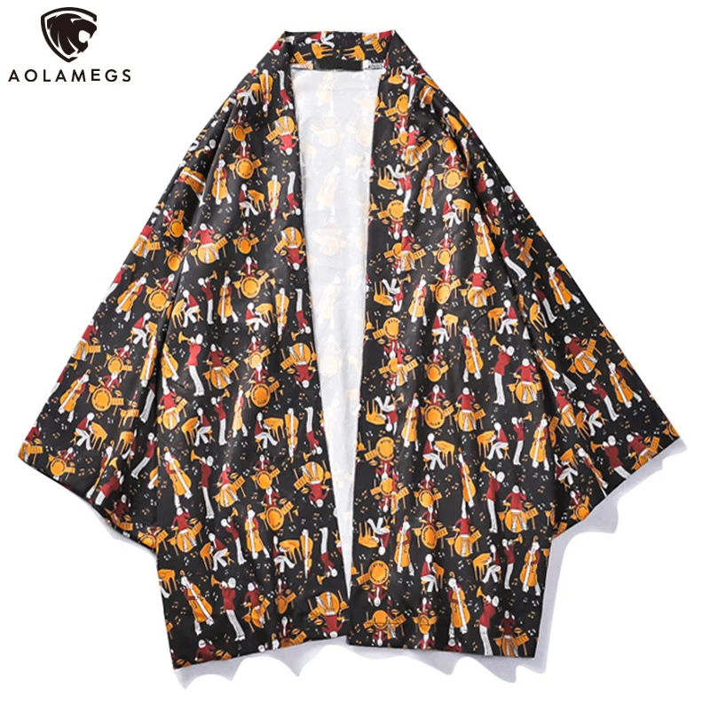 

Aolamegs Kimonos Men Japanese Cardigan Anime Kimono Women Summer Beach Yukata Cosplay Shirt Blouse Casual Top Jackets Streetwear