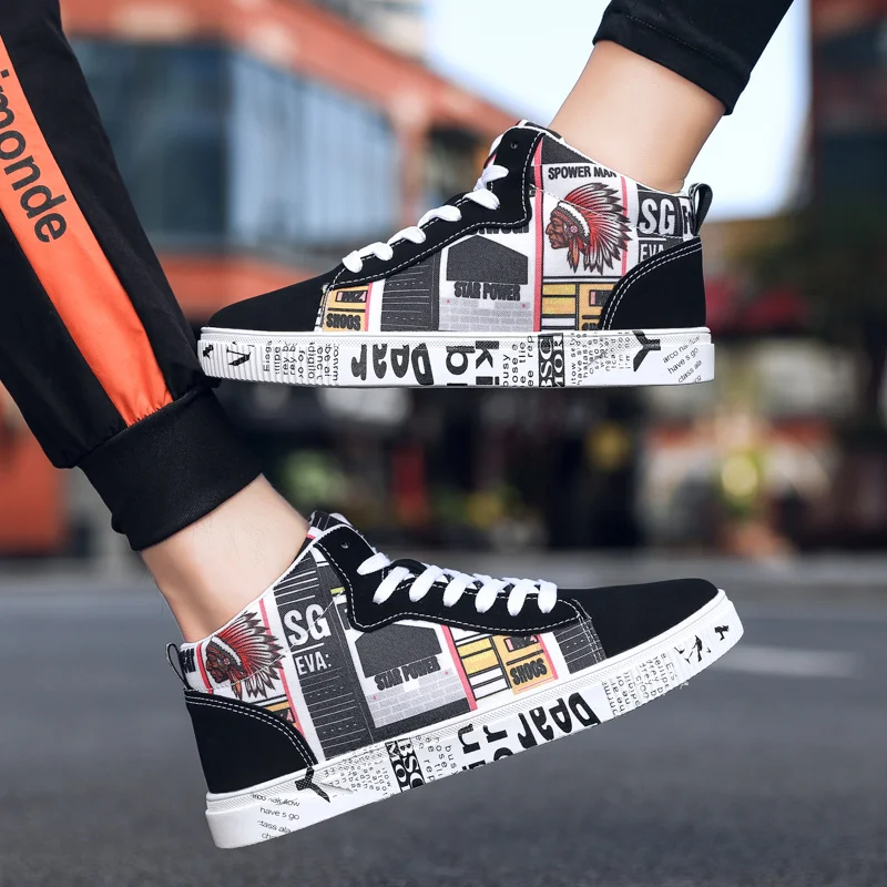 Мужские тканевые кроссовки X удобная повседневная обувь с рисунком граффити