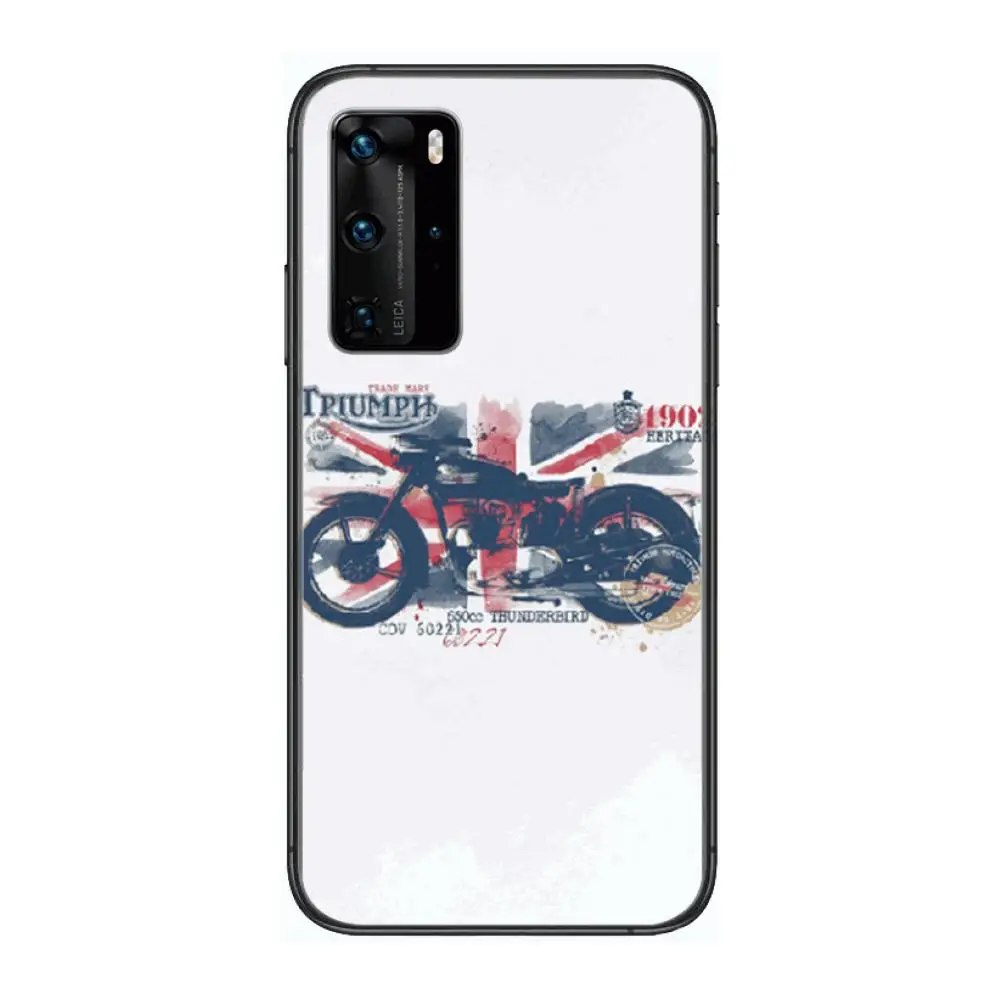 

Triumph Motorcycle Moto Phone Case For Huawei P 40 30 20 10 9 8 Lite E Pro Plus Black Etui Coque Painting Hoesjes comic fashion