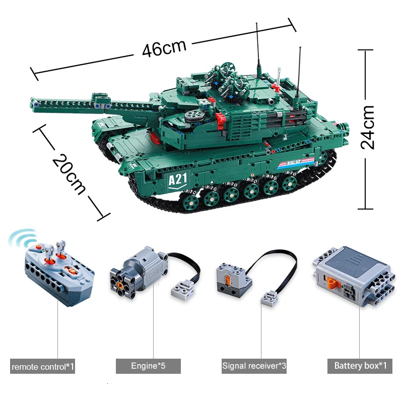 Cada Technic Tank 1498CPS RC военная модель M1A2 строительные блоки кирпичные игрушки