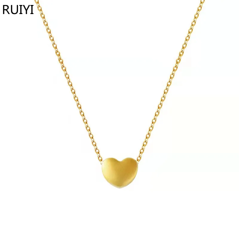 RUIYI 999 Pure Gold 24K จี้หัวใจสร้อยคอ Solid 18K AU750โซ่ทองสำหรับ Fine เครื่องประดับงานแต่งงานของขวัญ