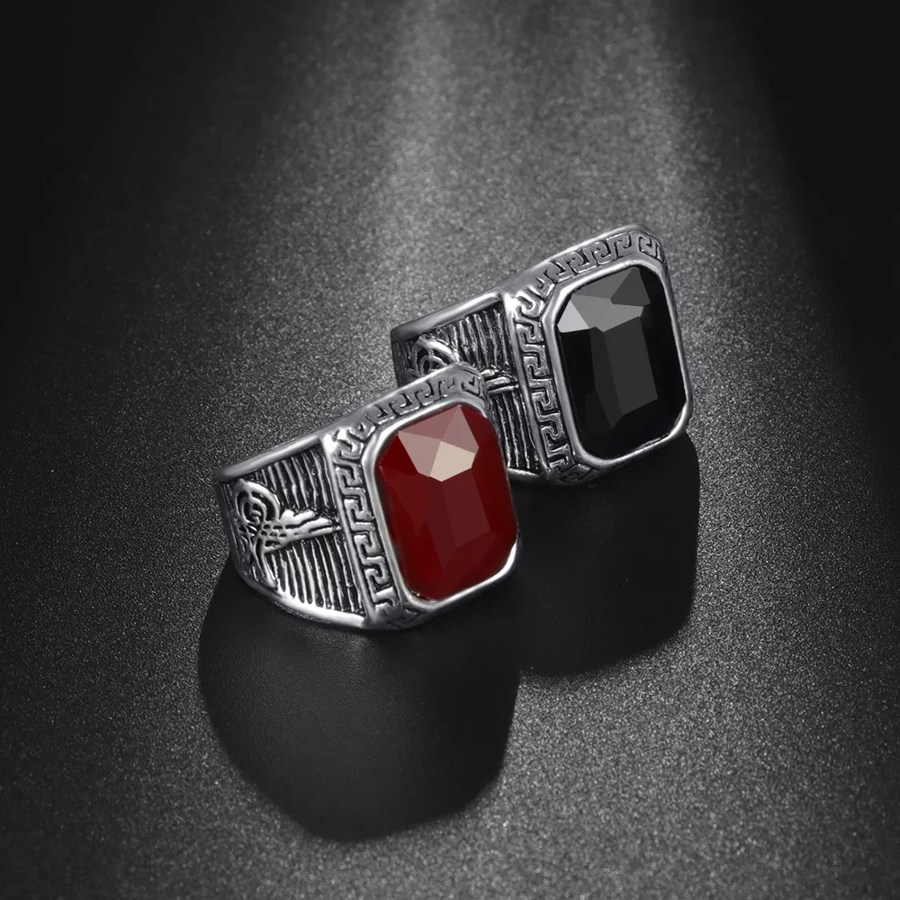 Кольцо с натуральным камнем для мужчин и женщин большое винтажное ювелирное