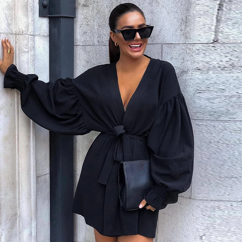 Осенняя свободная черная юбка-рубашка для беременных женщин с длинными