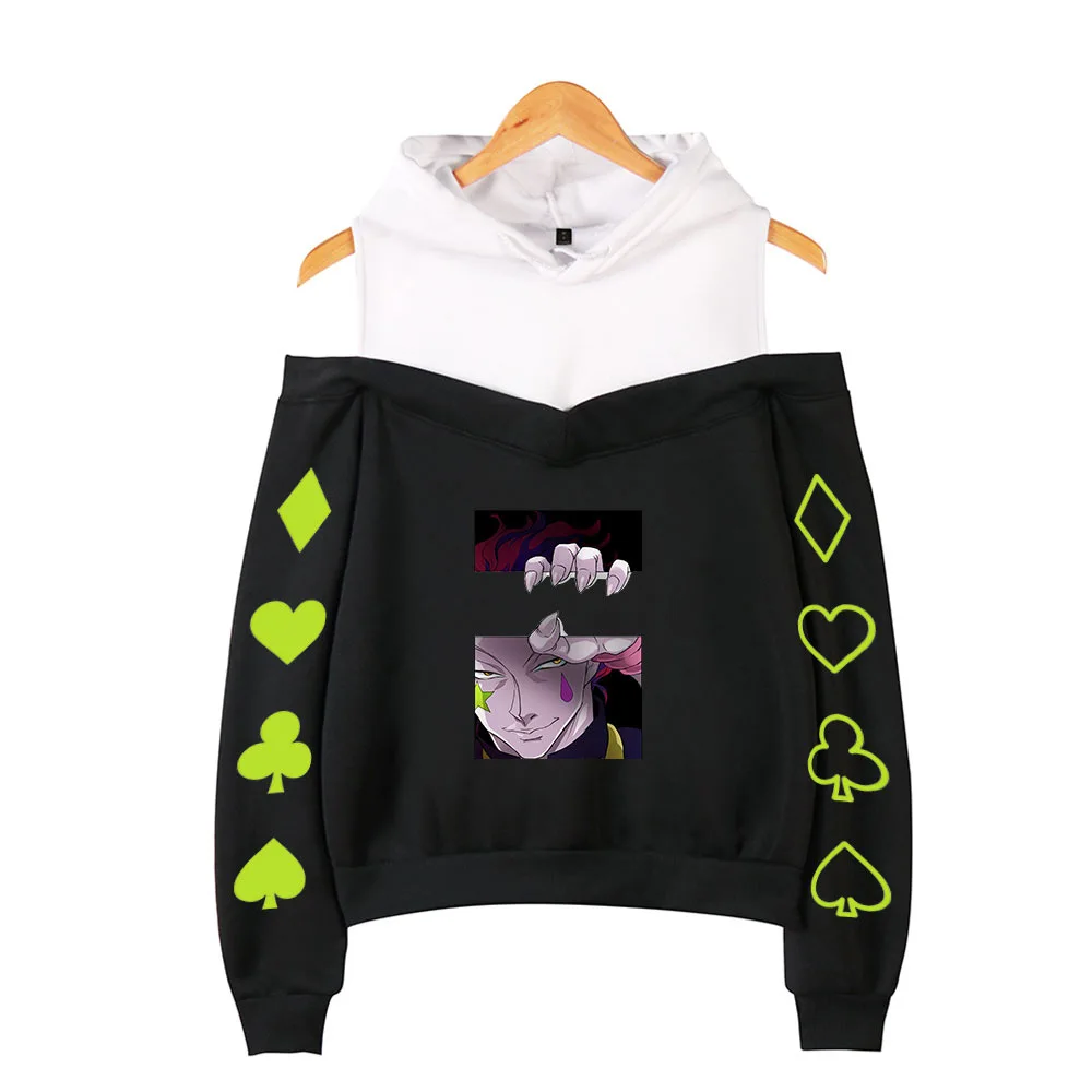 

Fashion Off Shoulder Hoodies Women Hisoka Sweatshirts Popular Anime Hunter X Hunter Hoodies Off Shoulder Hoodies For Teen Girls