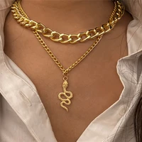 new style snake pendant necklace creative personality thick chain double layer clavicle chain