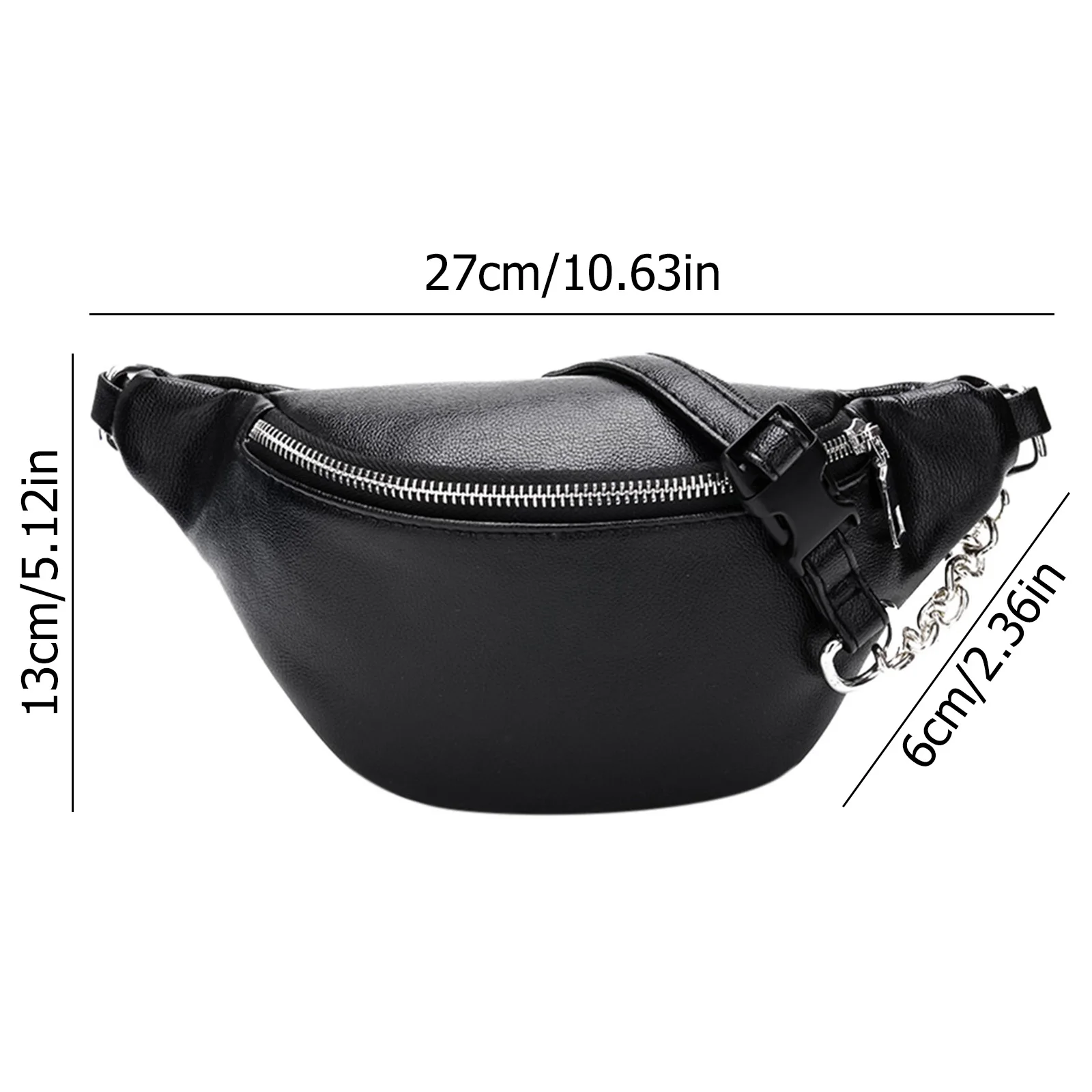 

Chic Waist Fanny Pack for Women Soft PU Leather Chest Crossbody Bag Phone Belt Handbag Fashion Female Purse with Metalic Chain