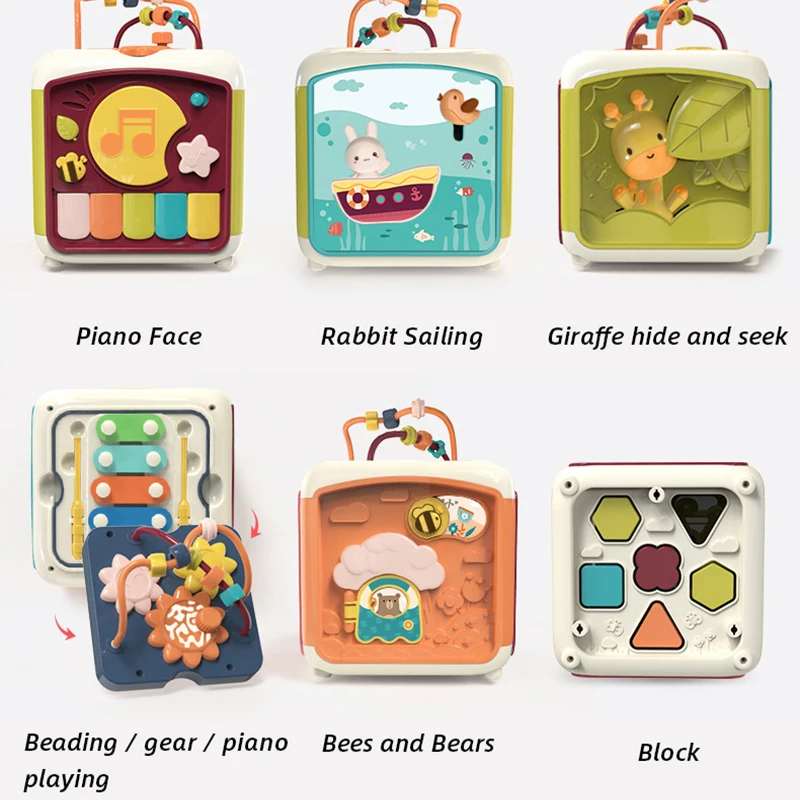 Детский Развивающий кубик игрушки для малышей 7 в 1 форме Монтессори