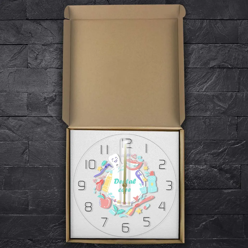 Стоматологический уход офисные настенные часы для стоматологии с принтом