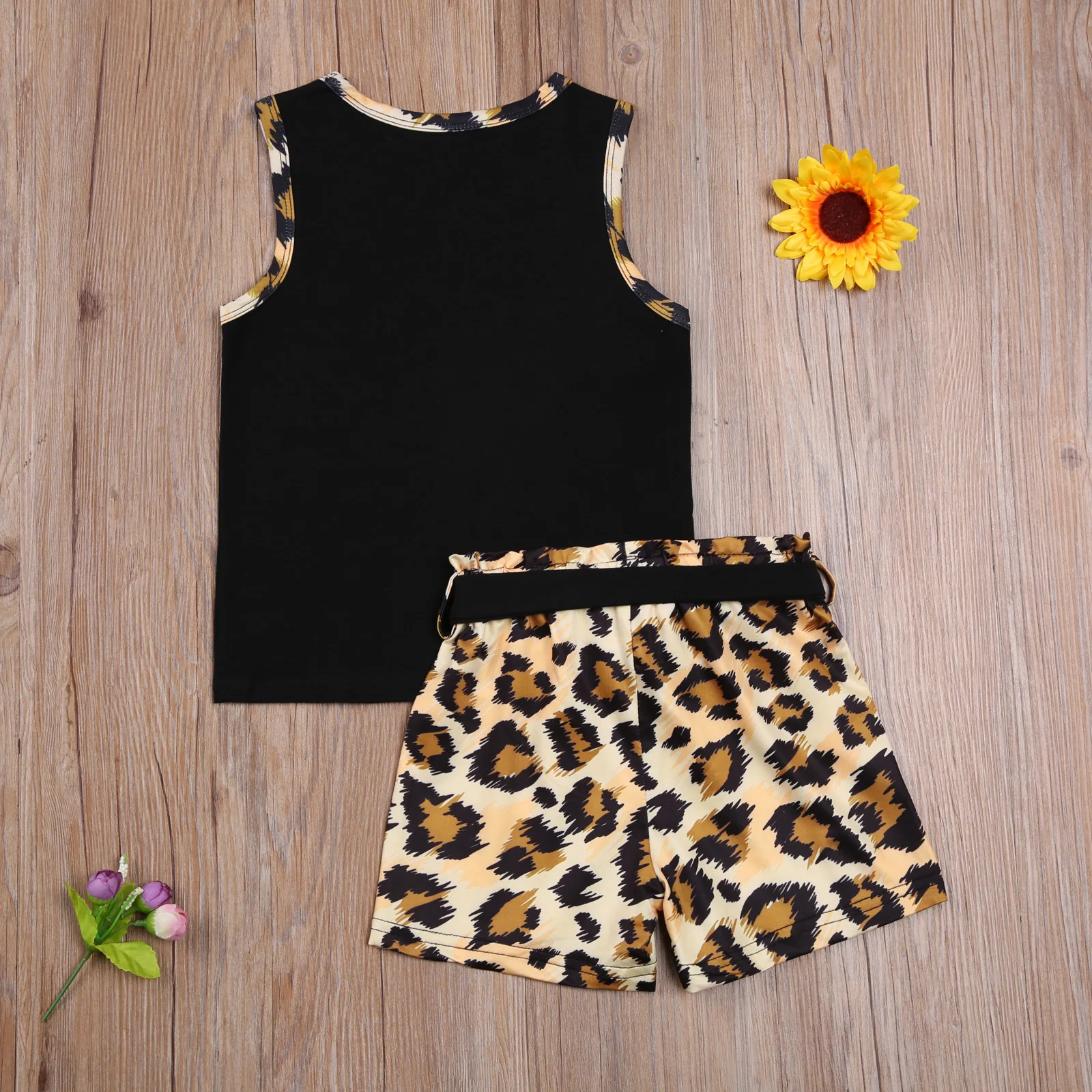 

Summer Baby Girls Clothes Sets 2-7Y Leopard Print Sleeveless Vest Tops Shorts 2pcs Outfits
