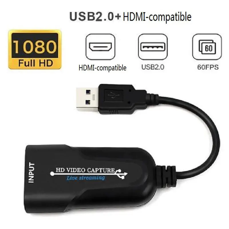 

1080P Capture Card HD Live Broadcast USB 2.0 Graphics Capture External Other USB Transfer HDMI-compati Card Video Recording