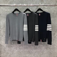 tb thom sweater autunm winter sweaters male fashion brand fine jersey stitch 4 bar center back stripe crew neck pullover coats