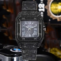 watches for men women luxury hip hop iced out watch gold black quartz square rapper wristwatch relogio masculino groomsmen reloj