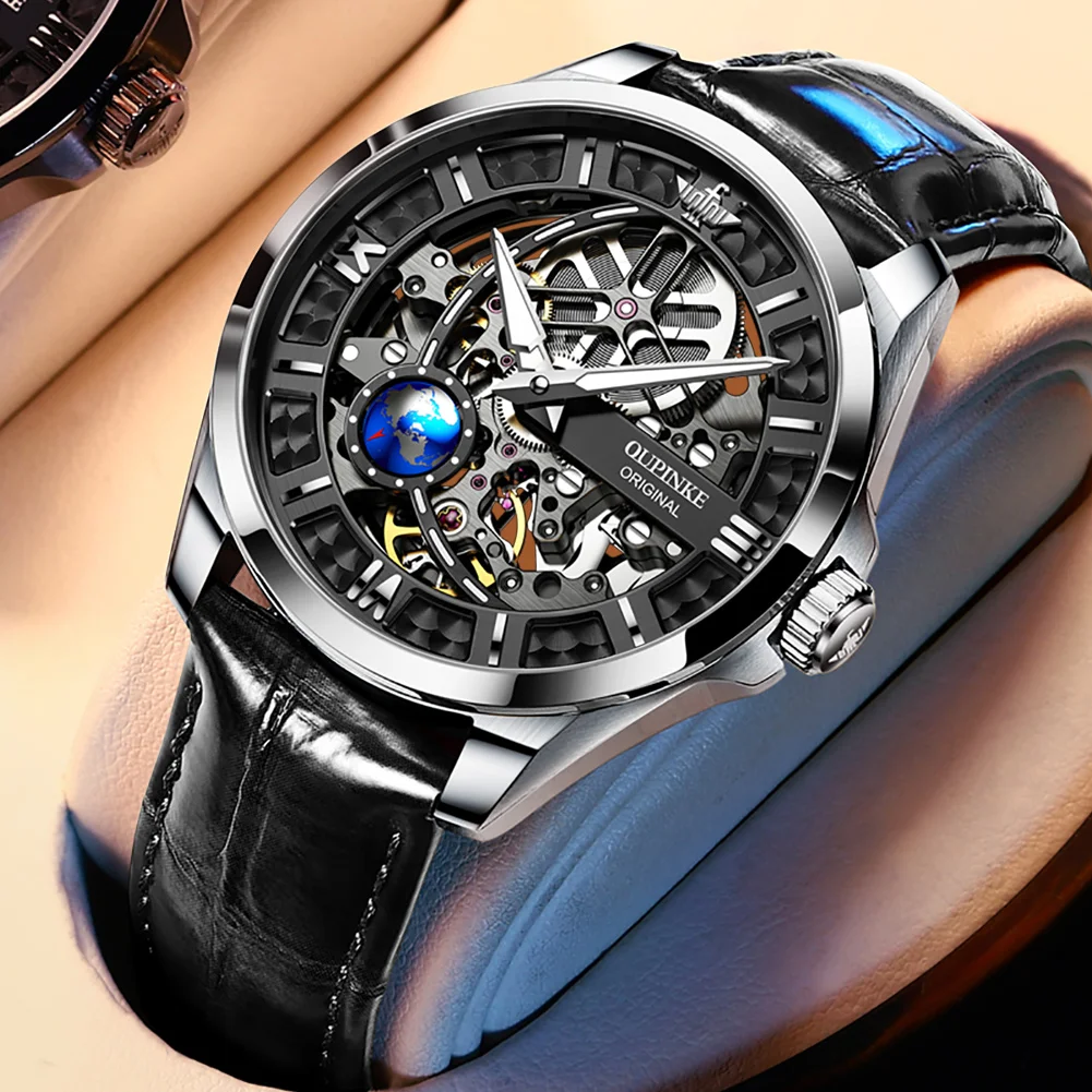 

Men's Watch Automatic Mechanical Wristwatch waterproof Hollowed Design Luminous hands luxury top brand Male Clock